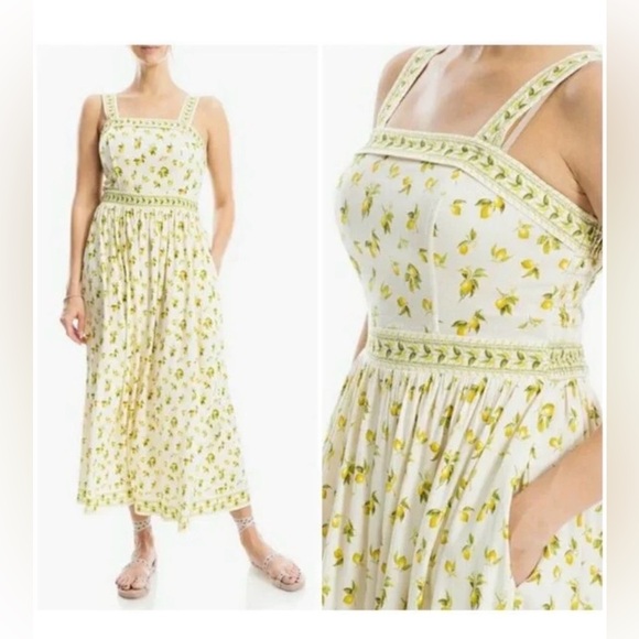 Max Studio Dresses & Skirts - NWOT Max Studio White & Yellow Lemon-Print Sleeveless Midi Dress Size M